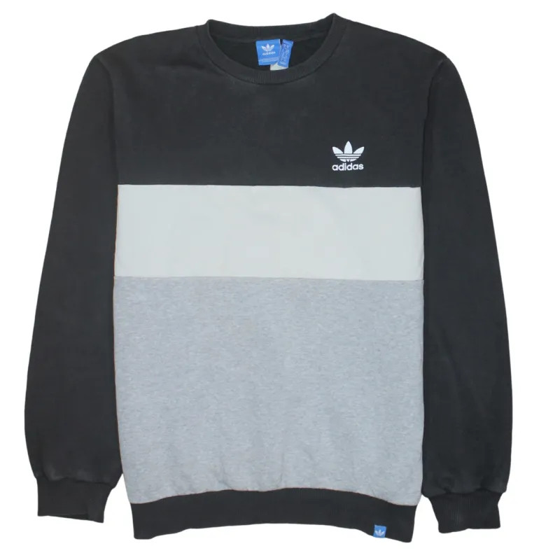 Adidas Black Colour Block Sweatshirt Men's Medium Trefoil Embroidered Logo Crewneck Pullover sold by Vintage Club