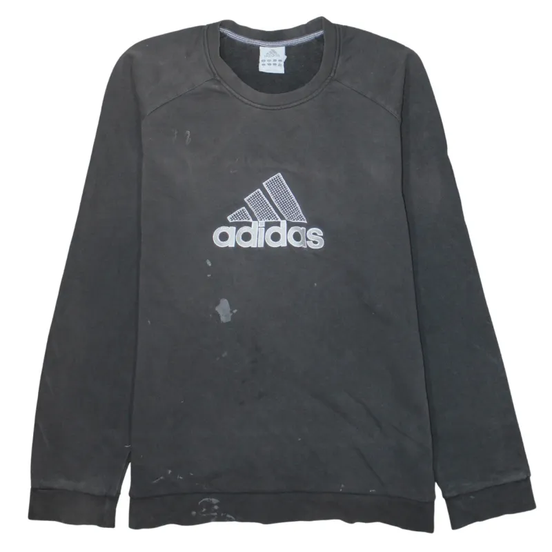 Adidas Black Sweatshirt Women's XLarge Embroidered Logo Crewneck Pullover Fleece Top sold by Vintage Club