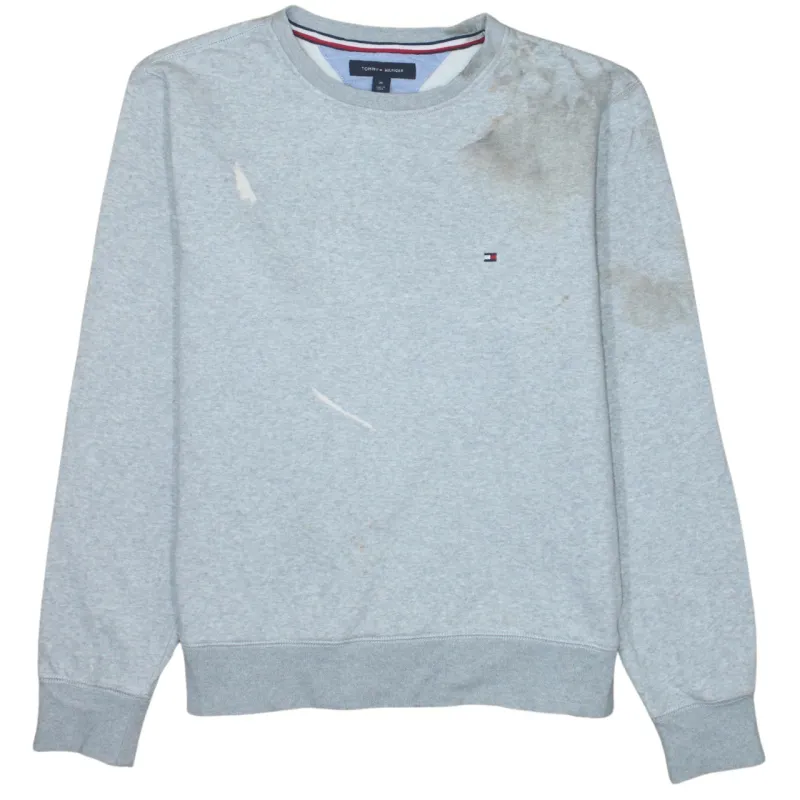 Tommy Hilfiger Grey Sweatshirt Men's Medium Embroidered Flag Logo Crewneck Pullover Top sold by Vintage Club