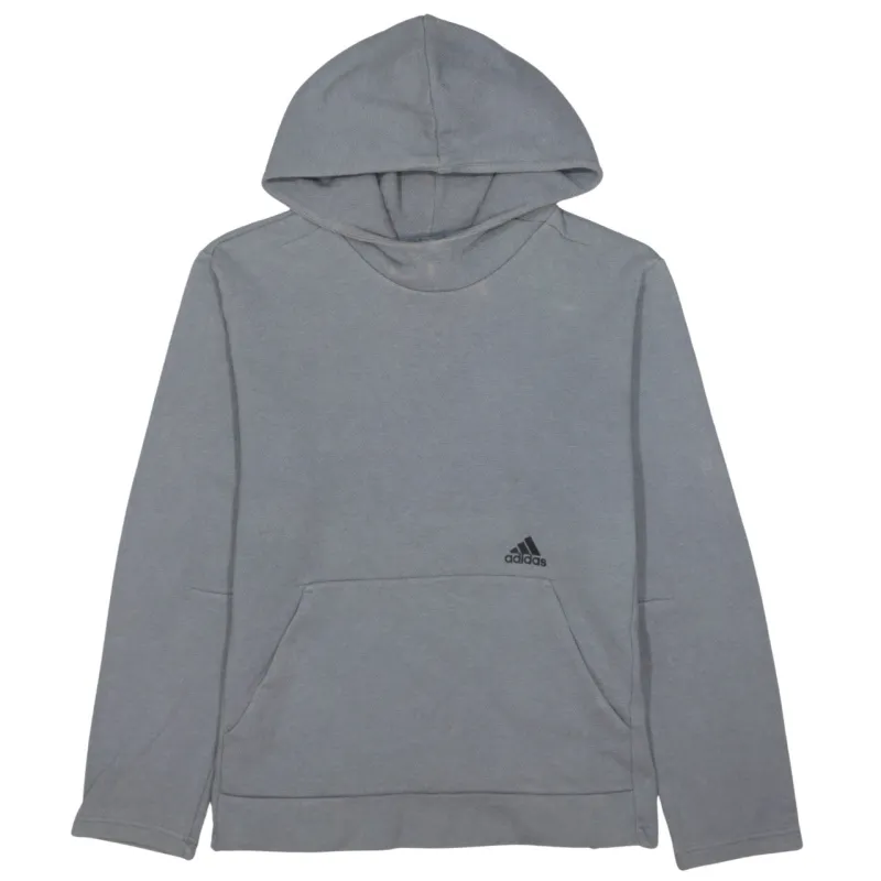 Adidas Grey Hoodie Men's Medium Small Logo Front Pocket Pullover Sweatshirt sold by Vintage Club