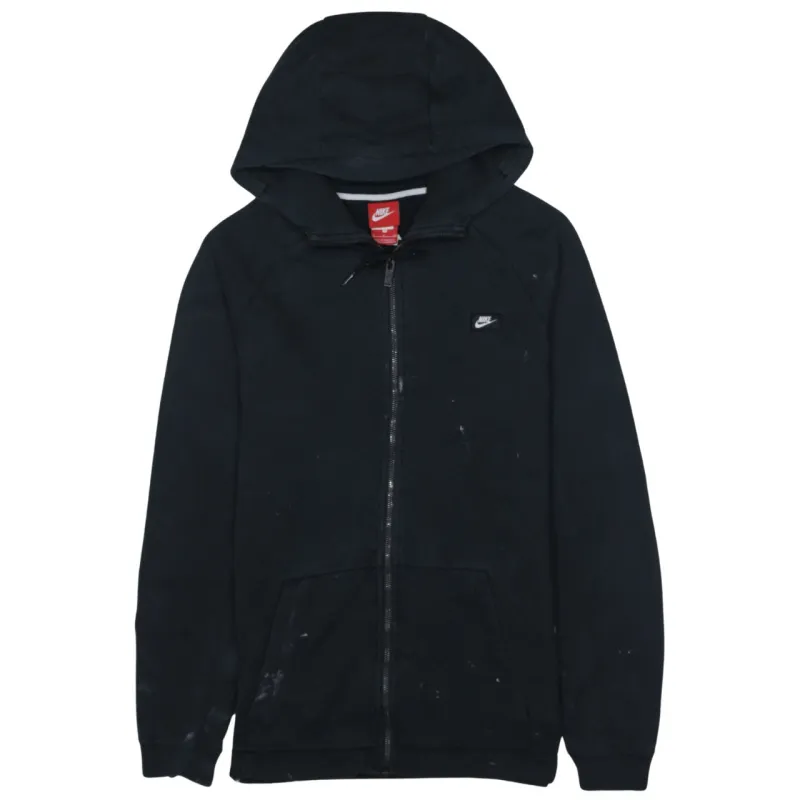 Nike Black Full Zip Hoodie Men’s Small Embroidered Swoosh Split Pouch Pocket Sweatshirt sold by Vintage Club
