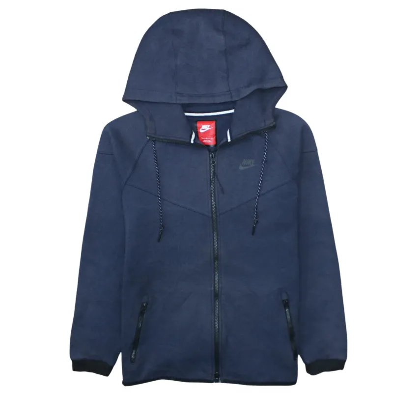 Nike Navy Blue Full Zip Hoodie Men's Medium Embroidered Chest Logo Zip Pockets Sweatshirt sold by Vintage Club