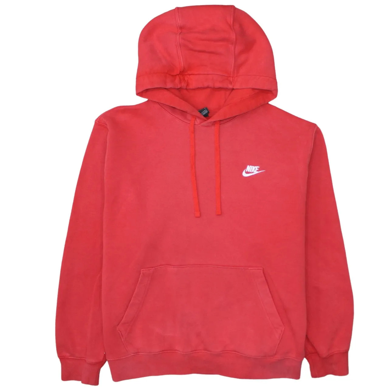 Nike Red Hoodie Men’s Large Embroidered Swoosh Logo Front Pocket Pullover Sweatshirt sold by Vintage Club