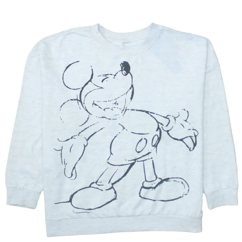 Disney Light Grey Sweatshirt Women’s XLarge Printed Mickey Graphic Crewneck Pullover Top sold by Vintage Club