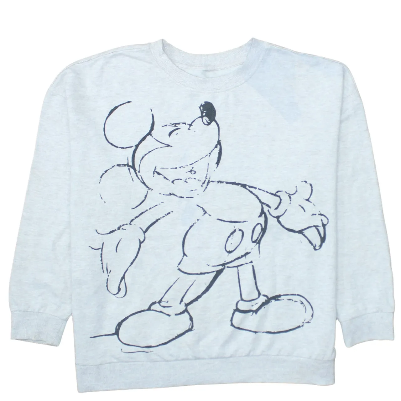 Disney Light Grey Sweatshirt Women’s XLarge Printed Mickey Graphic Crewneck Pullover Top sold by Vintage Club