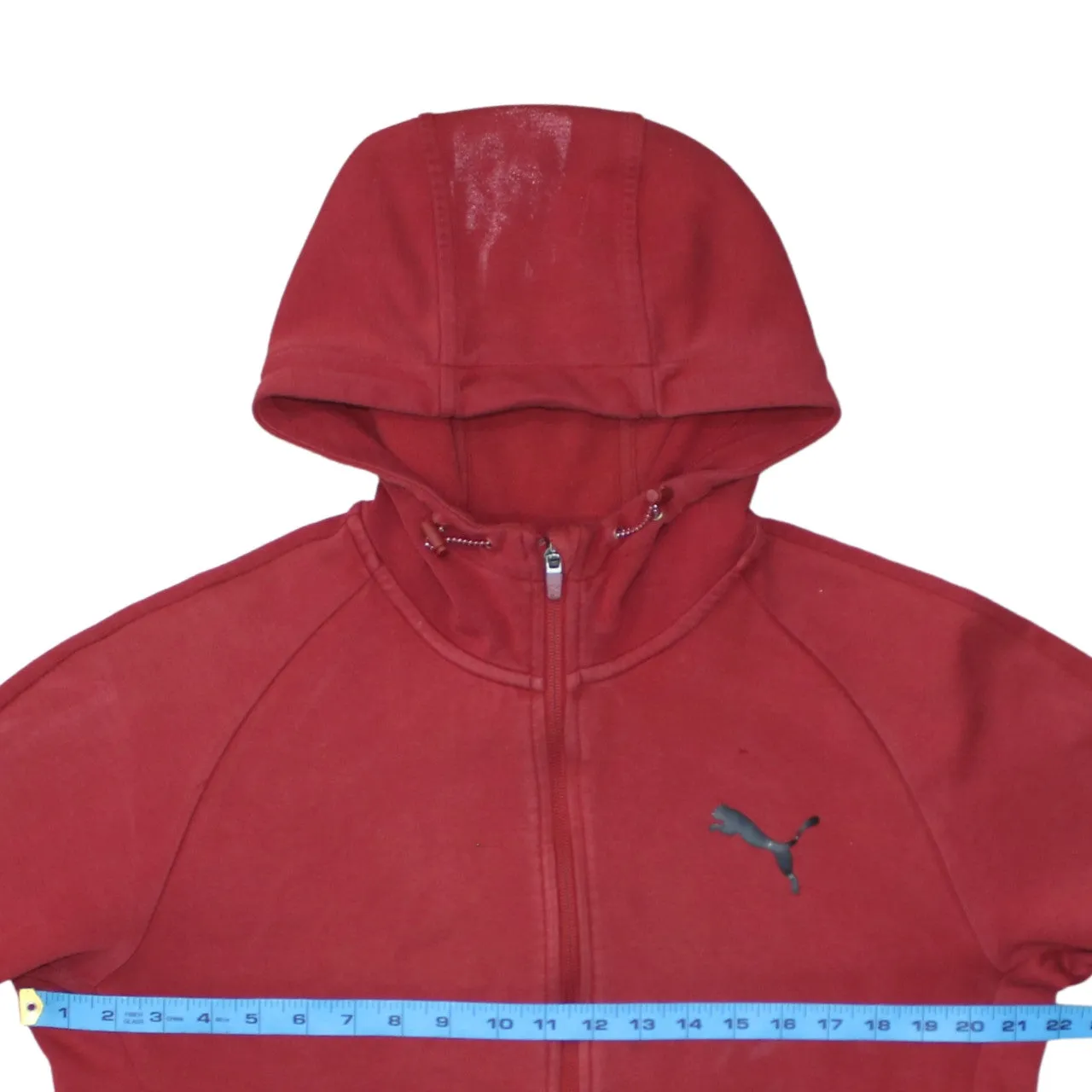 Puma Burgundy Red Hoodie Men's Large Full Zip Embroidered Logo Pocket Casual Sweatshirt sold by Vintage Club product image thumbnail 5