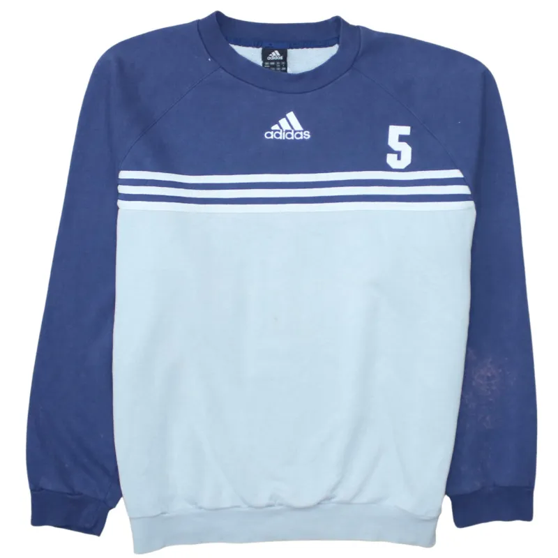 Adidas Navy Light Blue Sweatshirt Men's XLarge Embroidered Logo Number 5 Raglan Pullover Top made by Adidas