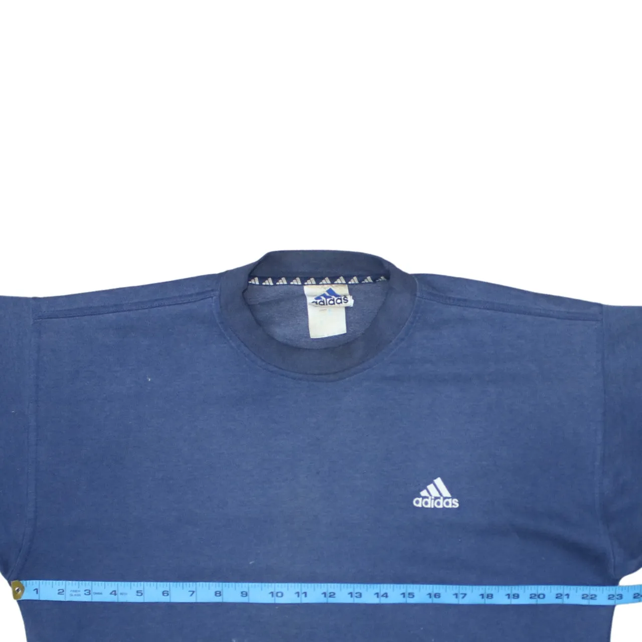 Adidas Navy Blue Sweatshirt Men's Medium Embroidered Chest Logo Fleece Crewneck Pullover sold by Vintage Club product image thumbnail 5