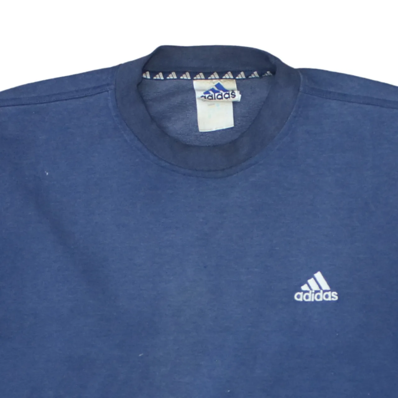 Adidas Navy Blue Sweatshirt Men's Medium Embroidered Chest Logo Fleece Crewneck Pullover sold by Vintage Club product image thumbnail 3