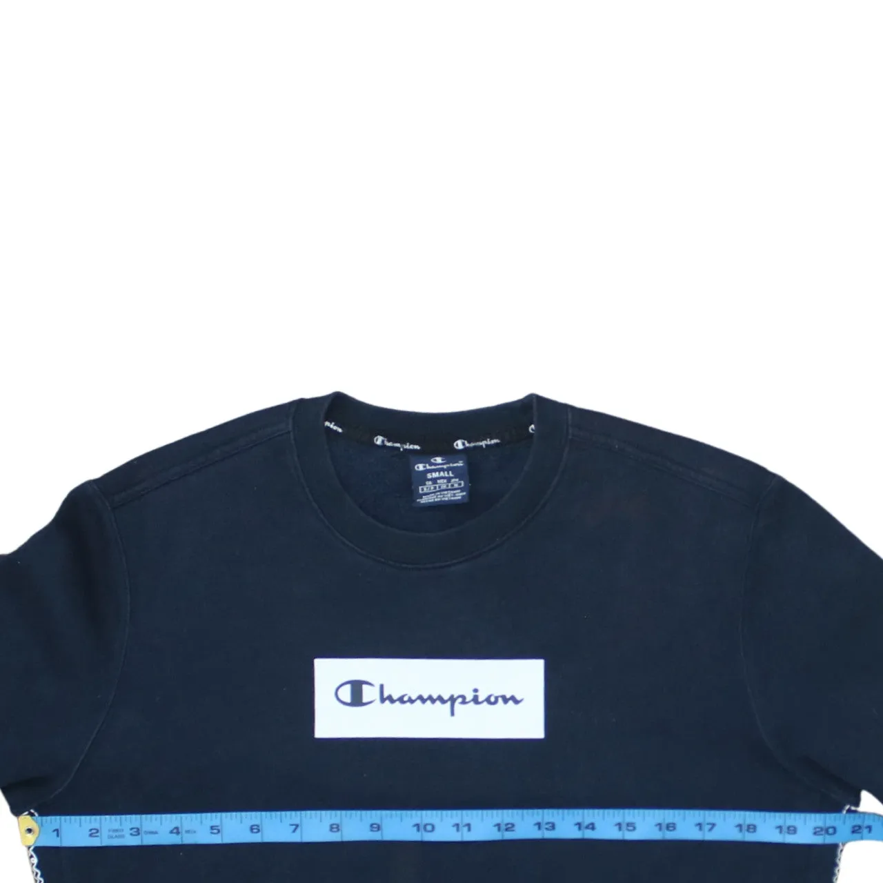 Champion Navy Blue Sweatshirt Men's Small Printed Box Logo Crewneck Pullover Fleece Top sold by Vintage Club product image thumbnail 5
