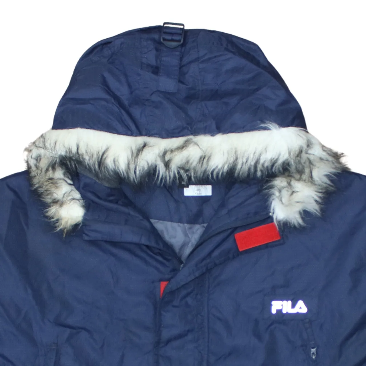 Fila Navy Blue Parka Men’s XLarge Faux Fur Hood Embroidered Logo Zip Pockets Jacket sold by Vintage Club product image thumbnail 3