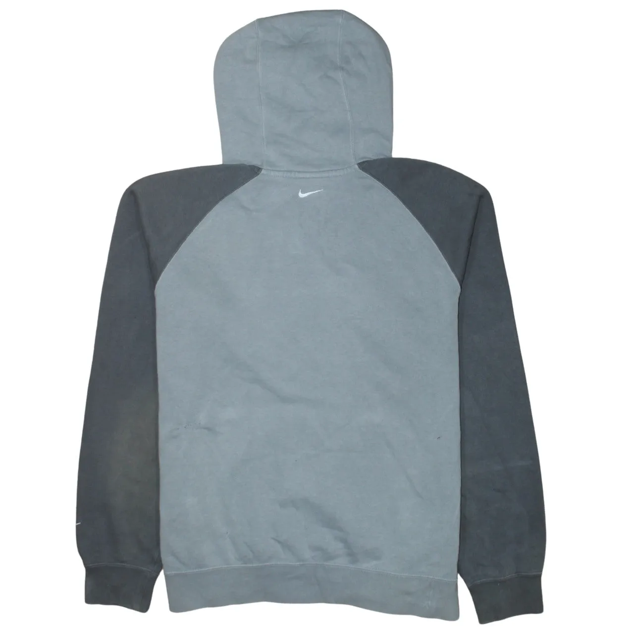 Nike Grey Colour Block Hoodie Men's Medium Printed Swoosh Text Logo Front Pocket Sweatshirt sold by Vintage Club product image thumbnail 2