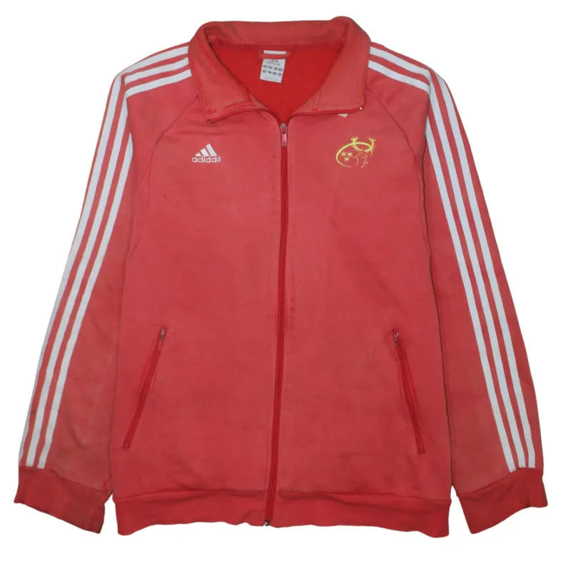 Adidas Coral Red Track Jacket Men's Large Embroidered Logos Three Stripe Zip Pockets Sweatshirt made by Vintage Club