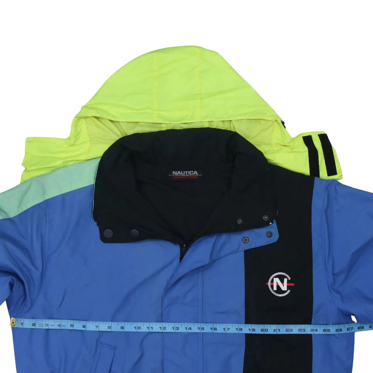 Nautica Blue Colourblock Windbreaker Jacket Men’s XXLarge Embroidered Logo Hooded Nautica Competition Outerwear sold by Vintage Club product image thumbnail 5