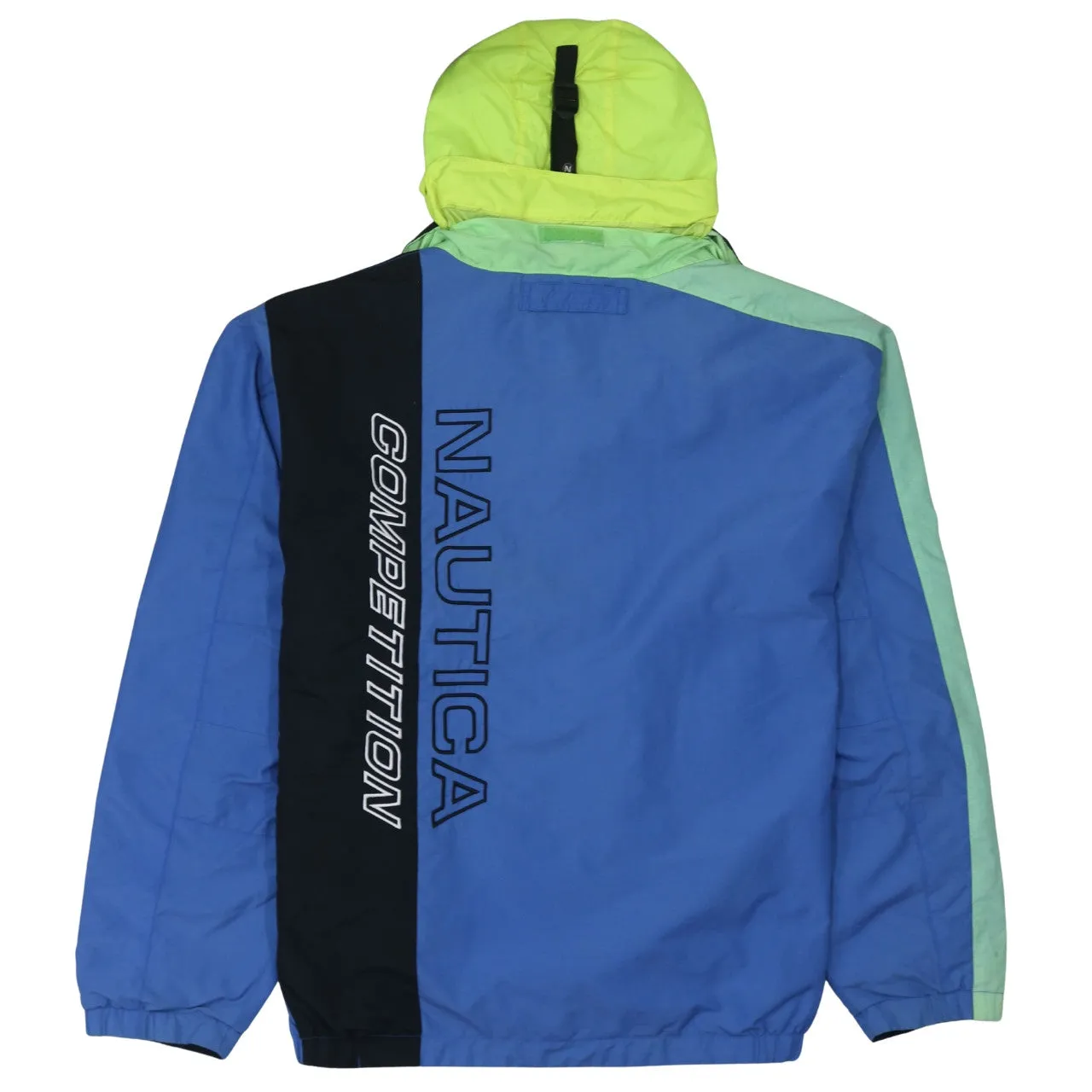 Nautica Blue Colourblock Windbreaker Jacket Men’s XXLarge Embroidered Logo Hooded Nautica Competition Outerwear sold by Vintage Club product image thumbnail 2