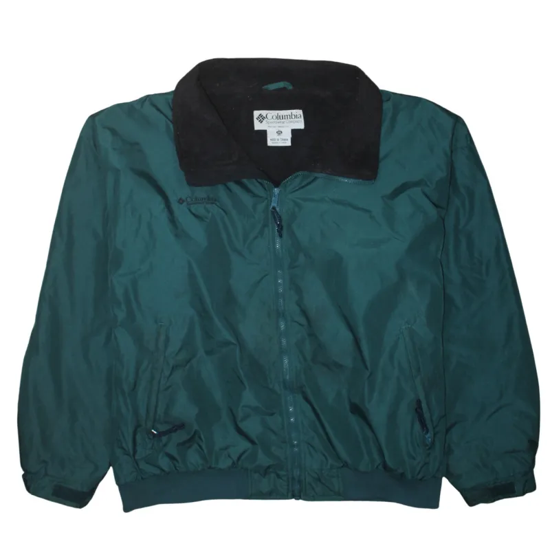 Columbia Dark Green Windbreaker Jacket Men's XXLarge Embroidered Logo Zip Pockets Fleece Lined Outerwear sold by Vintage Club