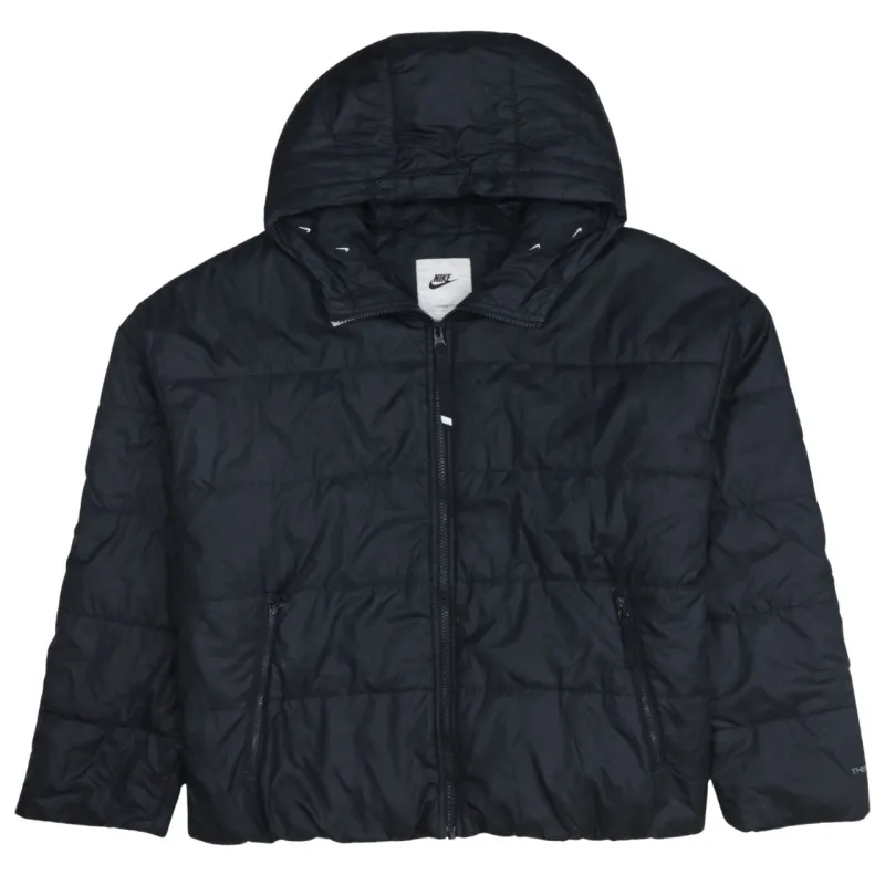 Nike Black Puffer Jacket Men's Large Hooded Full Zip Zip Pockets Outerwear sold by Vintage Club