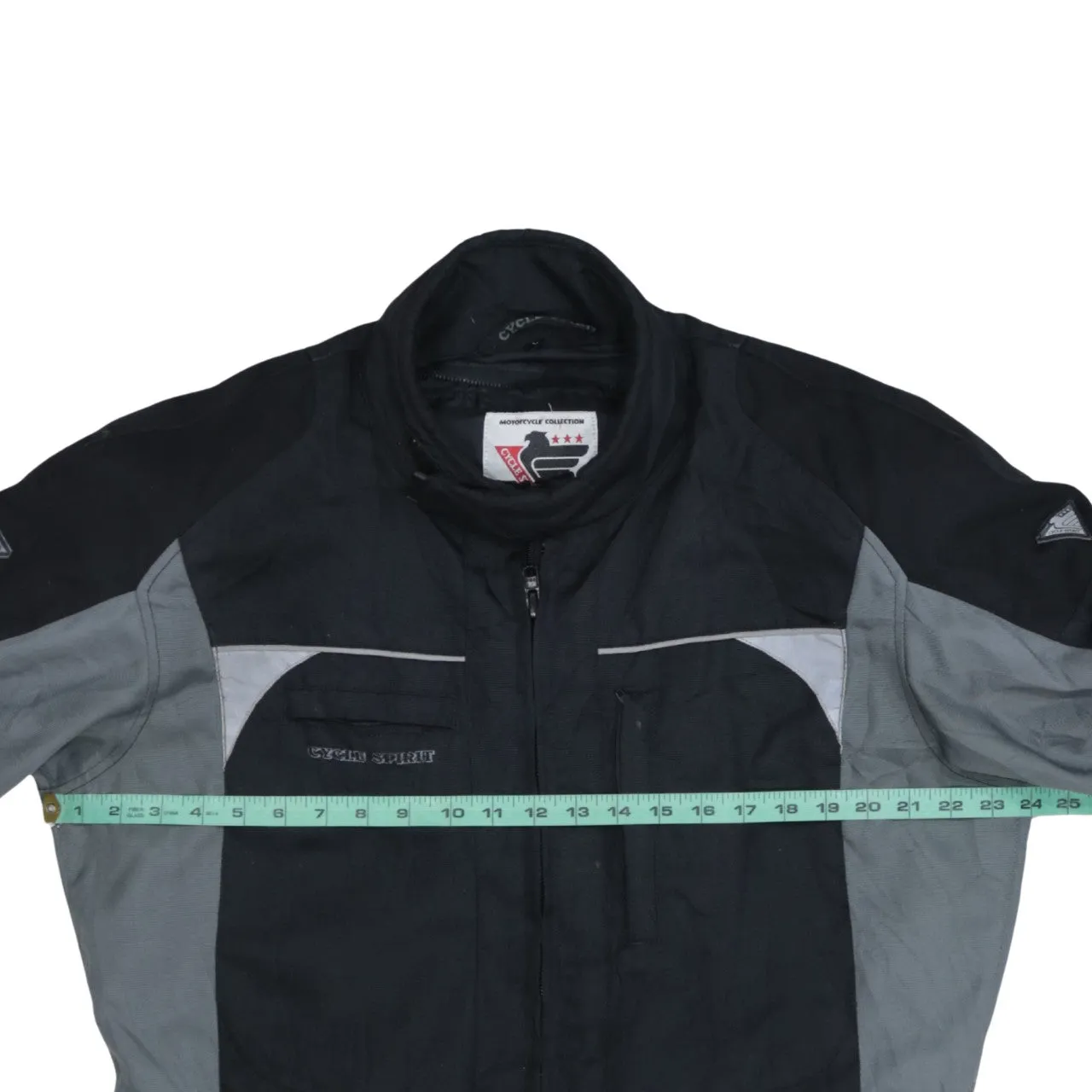 Retro Black Grey Motorcycle Jacket Men's Large Reflective Panels Zip Pockets Windbreaker Outerwear sold by Vintage Club product image thumbnail 5