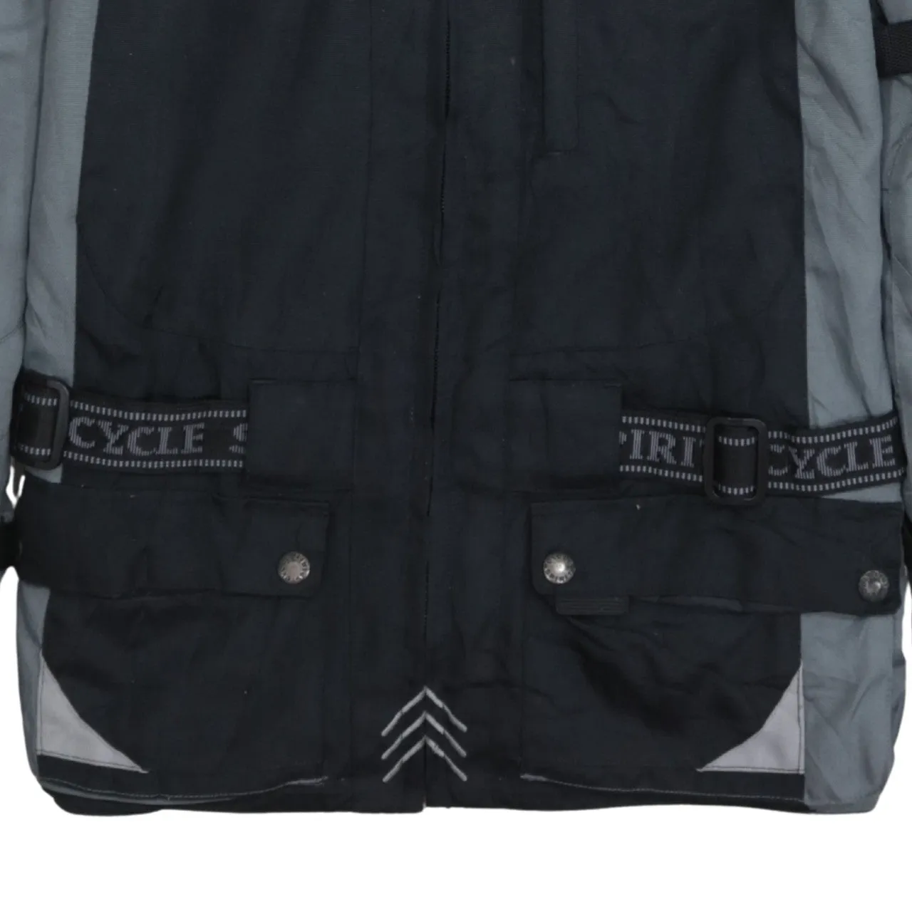 Retro Black Grey Motorcycle Jacket Men's Large Reflective Panels Zip Pockets Windbreaker Outerwear sold by Vintage Club product image thumbnail 4