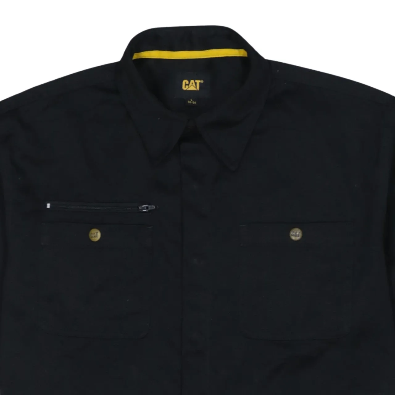 Cat Black Work Shirt Men’s Large Short Sleeve Button Front Chest Pockets Casual Top sold by Vintage Club product image thumbnail 3