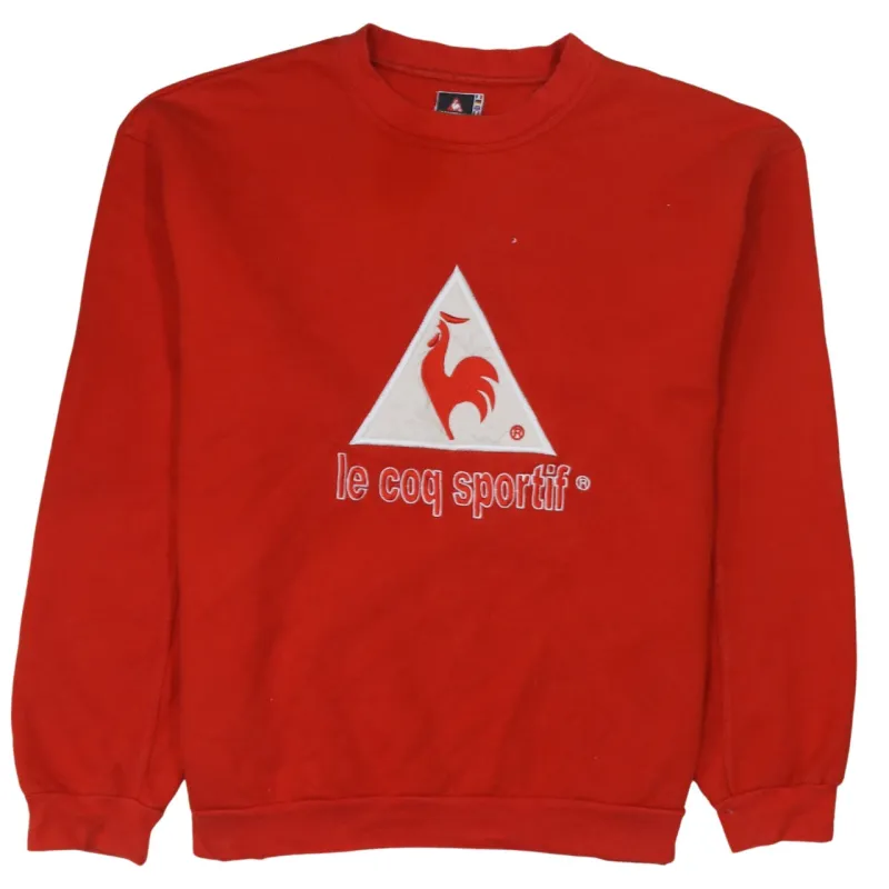 Le Coq Sportif Red Sweatshirt Women's Large Embroidered Logo Crewneck Pullover Jumper made by Le Coq Sportif