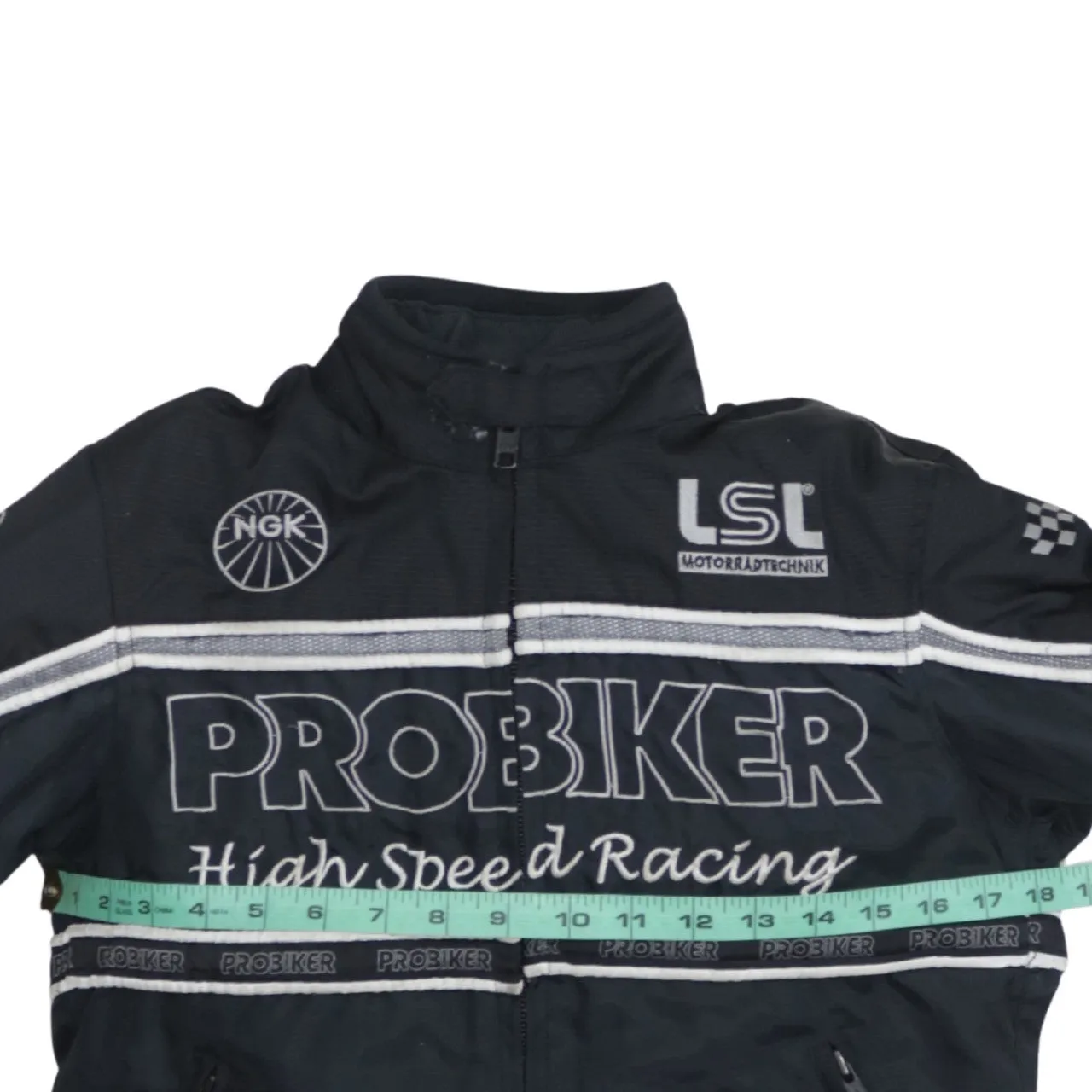 Probiker Black Racing Jacket Men's XSmall Embroidered Logos Zip Pockets Biker Outerwear sold by Vintage Club product image thumbnail 5
