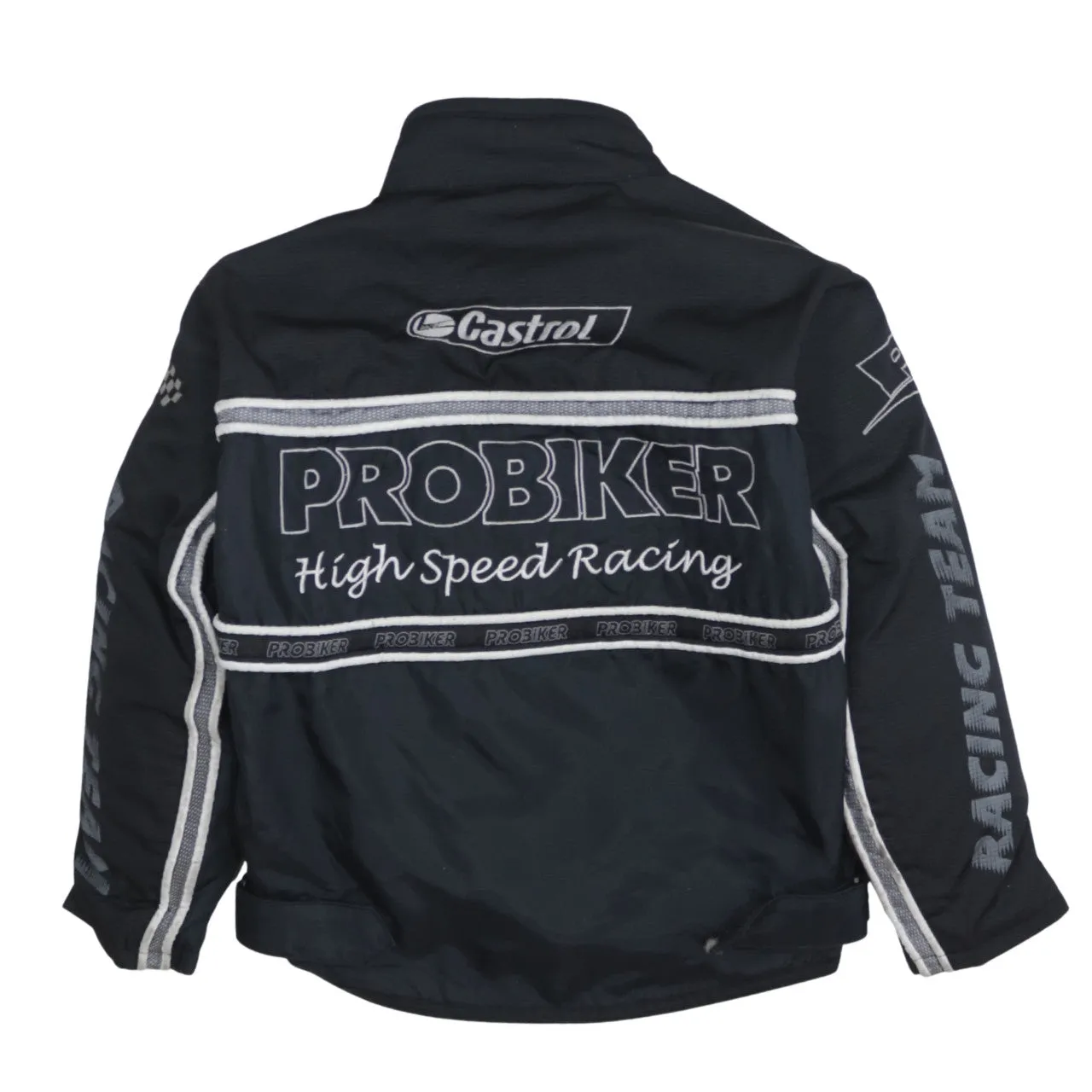 Probiker Black Racing Jacket Men's XSmall Embroidered Logos Zip Pockets Biker Outerwear sold by Vintage Club product image thumbnail 2