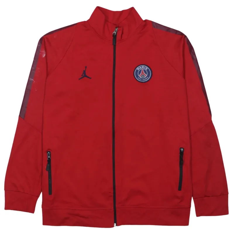 Jordan Red Track Jacket Women’s XXLarge PSG Printed Crest Zip Pockets Training Top made by Jordan