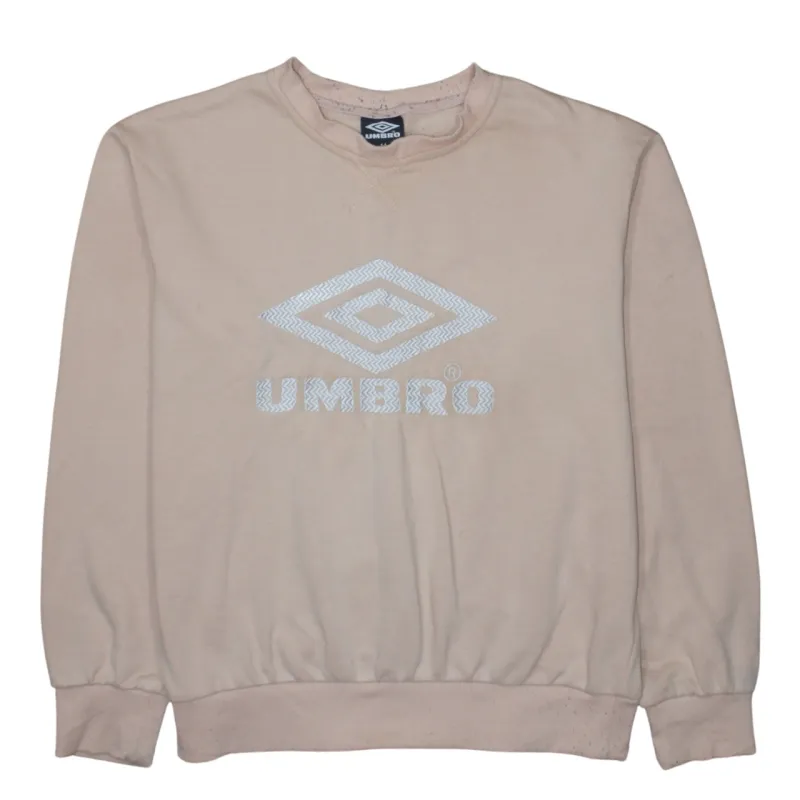 Umbro Beige Cream Sweatshirt Men's Medium Embroidered Chest Logo Ribbed Cuffs Pullover Top made by Umbro