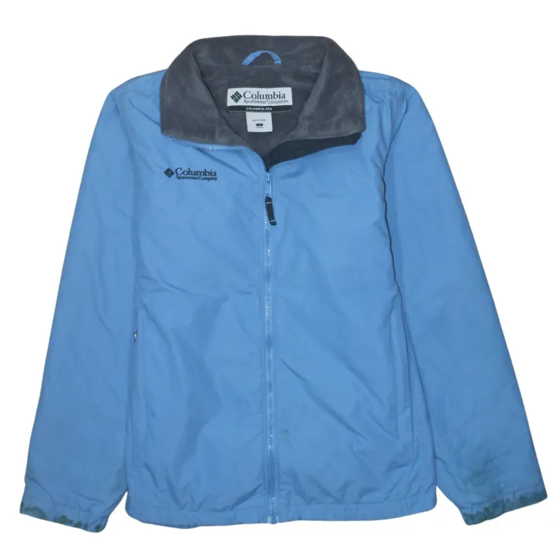 Columbia Light Blue Windbreaker Jacket Women's Small Embroidered Logo Zip Pockets Outdoor Outerwear sold by Vintage Club