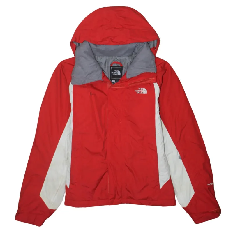The North Face Red White Hooded Jacket Women’s XSmall Embroidered Logo HyVent Windbreaker sold by Vintage Club