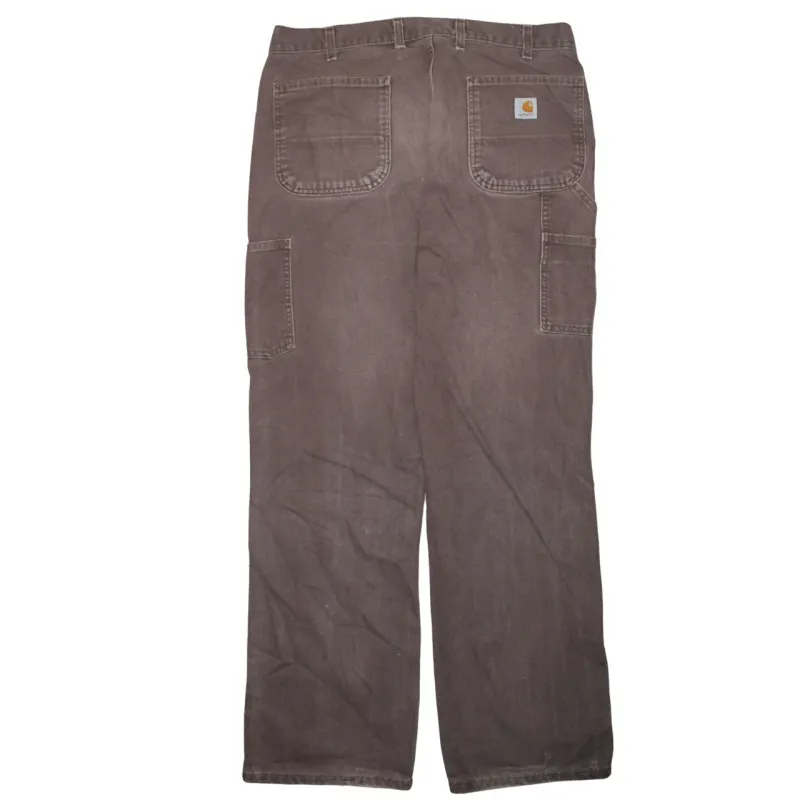 Carhartt Brown Work Trousers Men's 36 Utility Pockets Faded Canvas Jeans Pants made by Carhartt