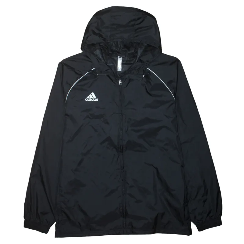 Adidas Black Hooded Windbreaker Jacket Men’s XLarge Printed Logo Zip Lightweight Outerwear sold by Vintage Club