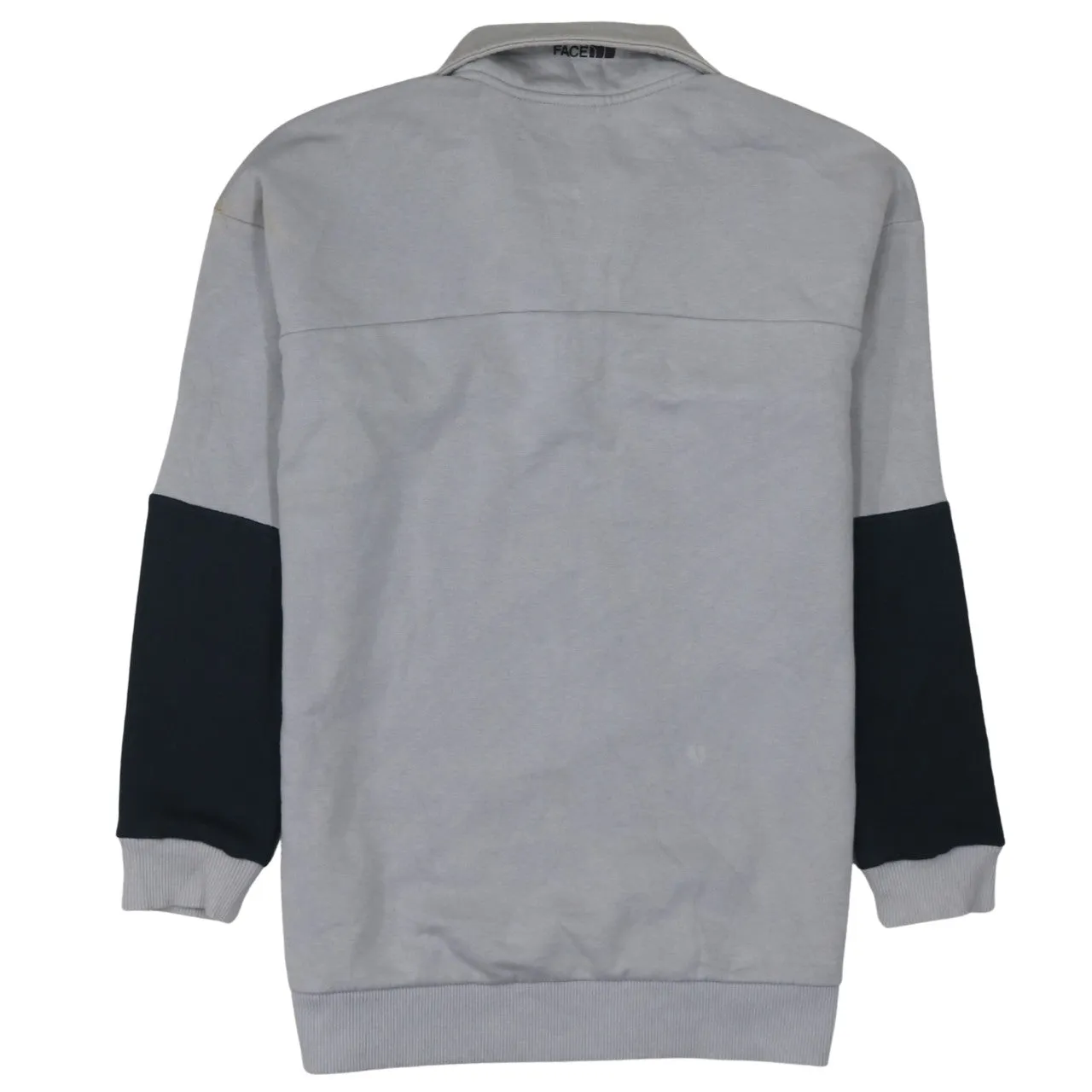 The North Face Light Grey Quarter Zip Sweatshirt Women's Small Embroidered Logo Contrast Sleeves Pullover sold by Vintage Club product image thumbnail 2