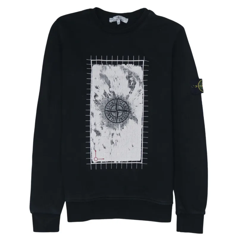 Stone Island Black Sweatshirt Men's Small Front Graphic Patch Logo Compass Badge Pullover sold by Vintage Club
