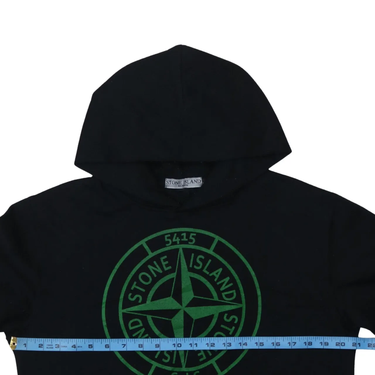 Stone Island Black Hoodie Women’s Large Green Compass Printed Logo Arm Badge Sweatshirt sold by Vintage Club product image thumbnail 5