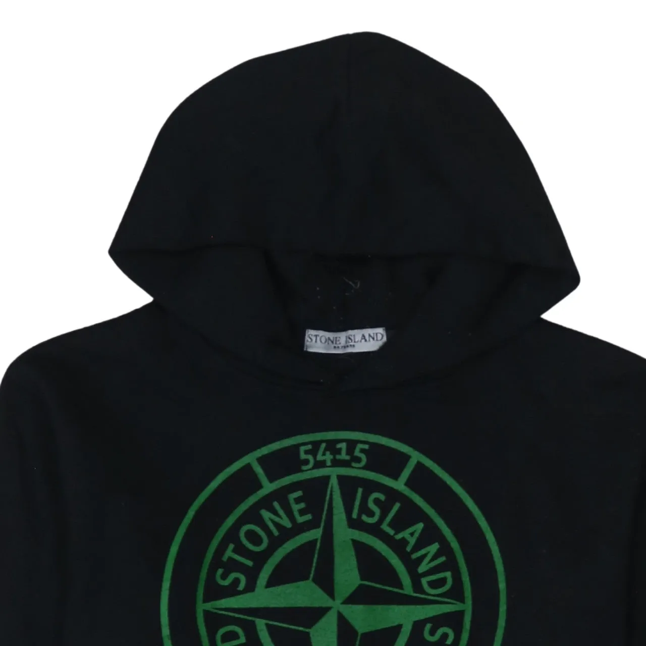 Stone Island Black Hoodie Women’s Large Green Compass Printed Logo Arm Badge Sweatshirt sold by Vintage Club product image thumbnail 3