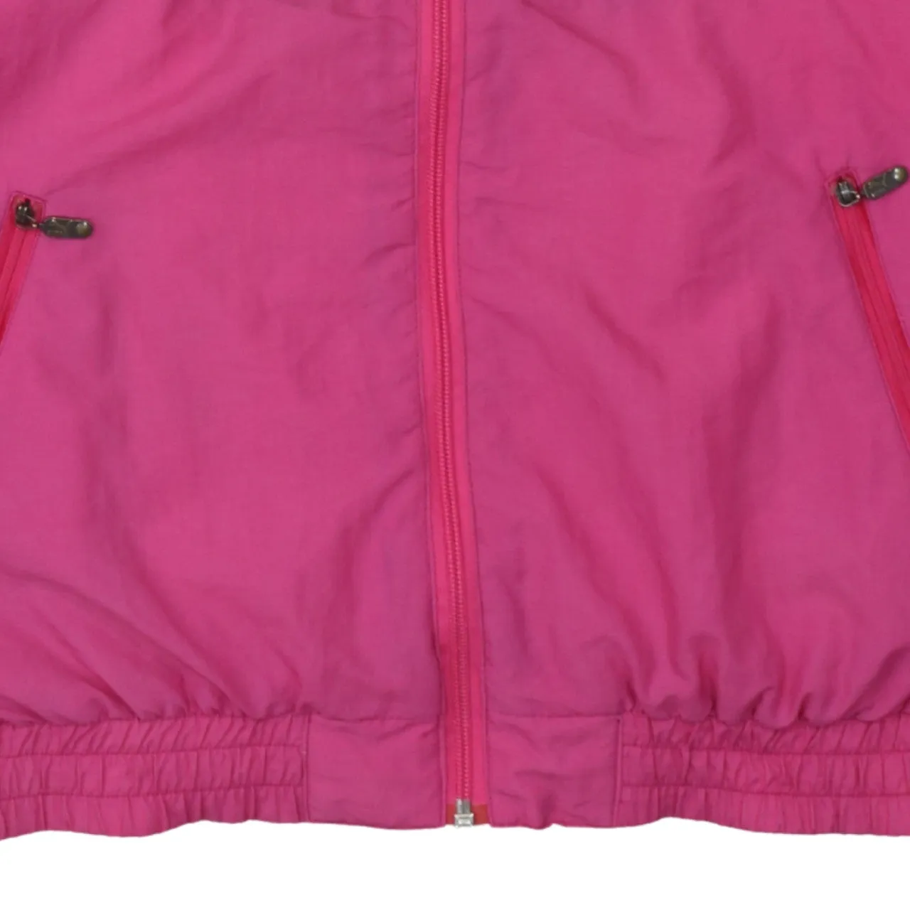 Puma Pink Colour Block Windbreaker Jacket Women's XLarge Zip Pockets Printed Logo Track Top sold by Vintage Club product image thumbnail 4