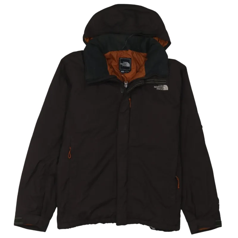 The North Face Dark Brown Hooded Jacket Men's Large Embroidered Logo Zip Pockets Windbreaker Outerwear sold by Vintage Club
