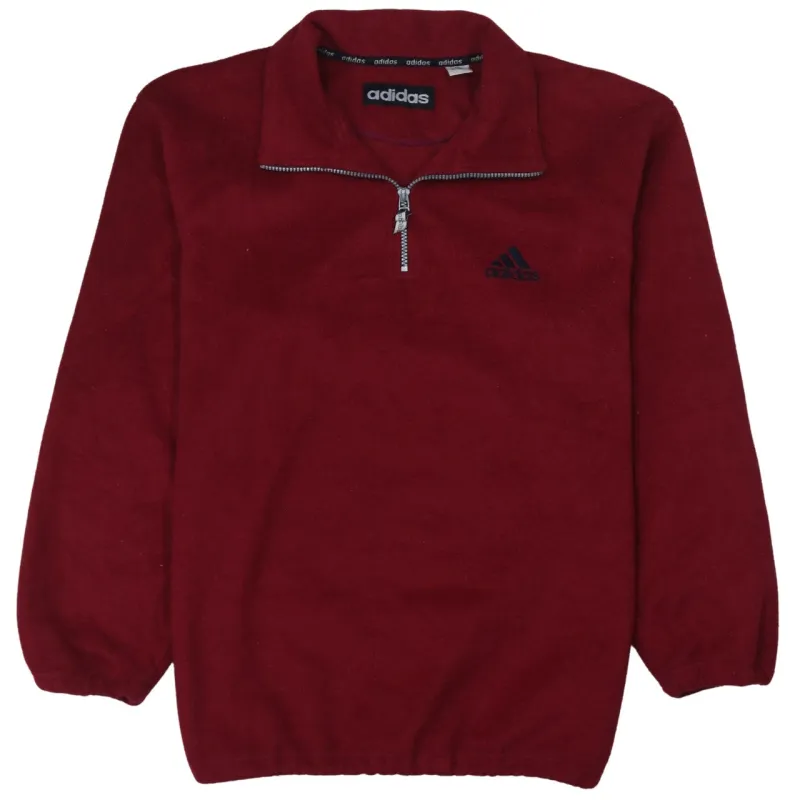 Adidas Burgundy Red Fleece Sweatshirt Men's Medium Half Zip Embroidered Logo Pullover Top sold by Vintage Club