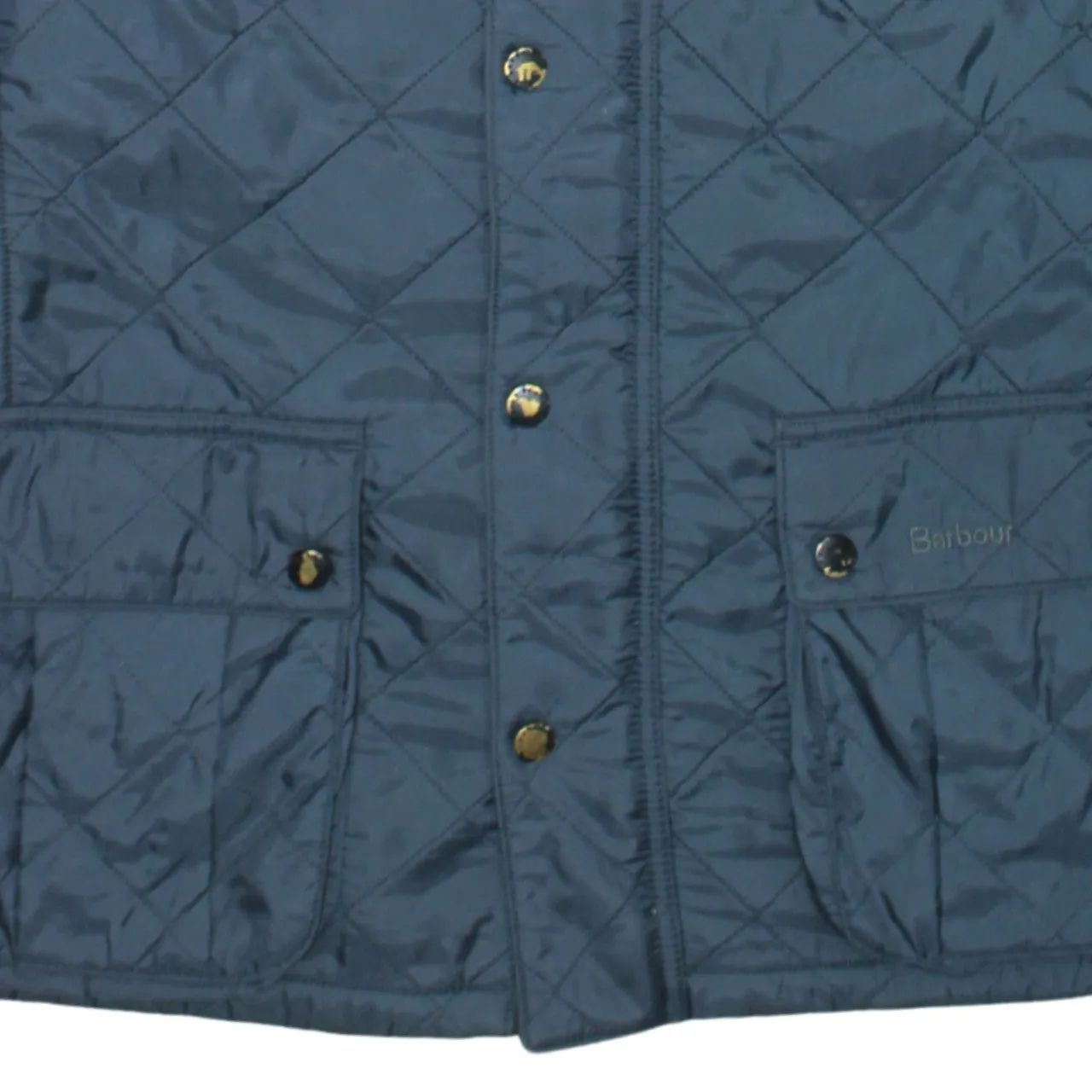 Barbour Blue Quilted Jacket Men's Small Cord Collar Snap Pockets Embroidered Logo Outerwear sold by Vintage Club product image thumbnail 4