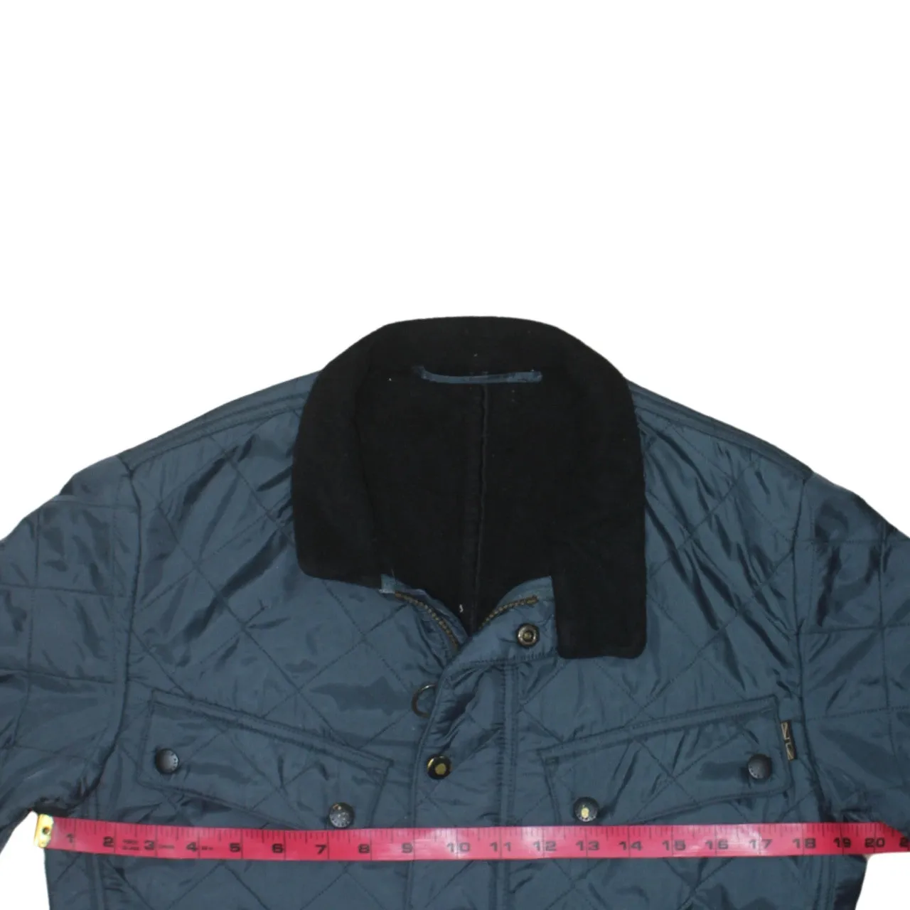 Barbour Blue Quilted Jacket Men's Small Cord Collar Snap Pockets Embroidered Logo Outerwear sold by Vintage Club product image thumbnail 5