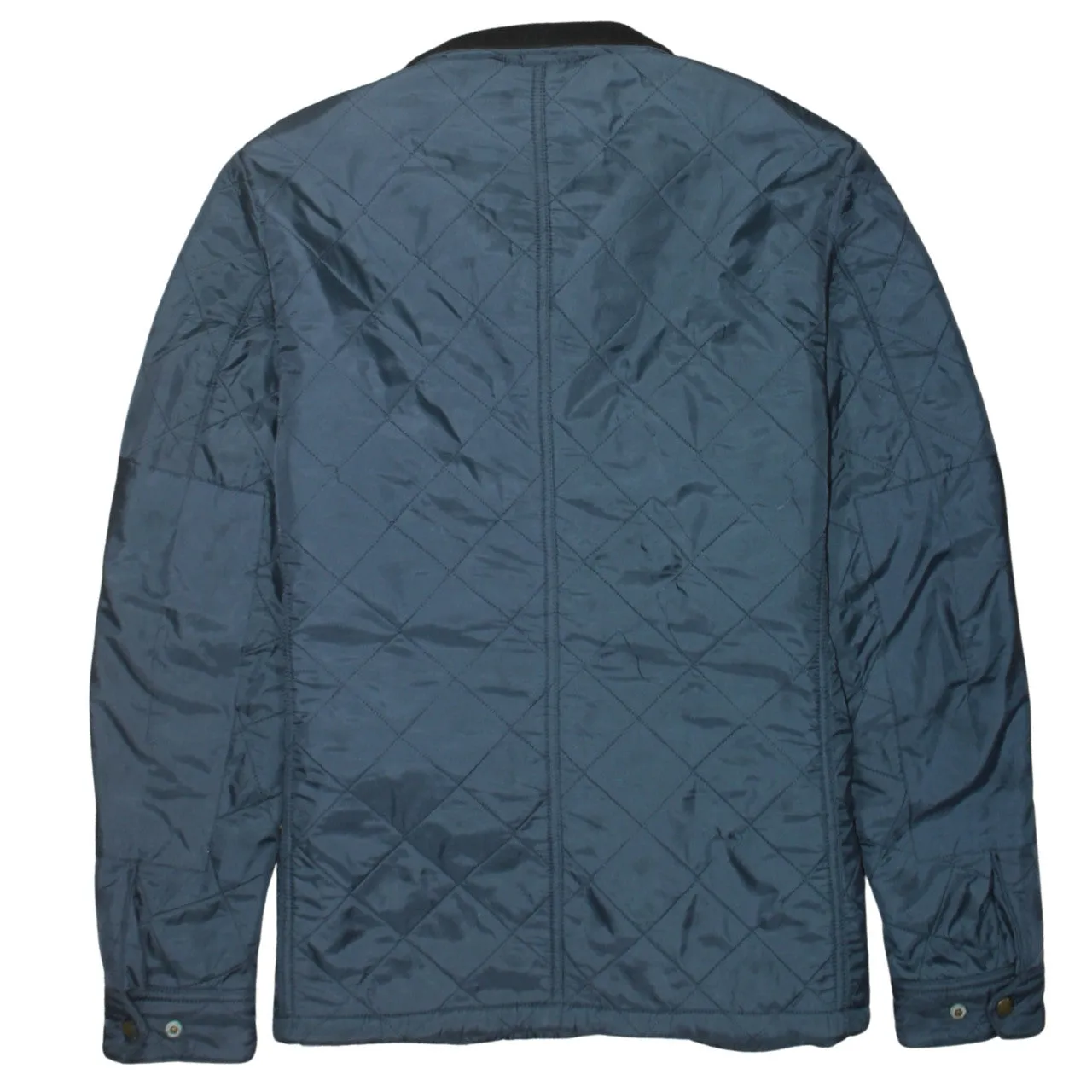 Barbour Blue Quilted Jacket Men's Small Cord Collar Snap Pockets Embroidered Logo Outerwear sold by Vintage Club product image thumbnail 2