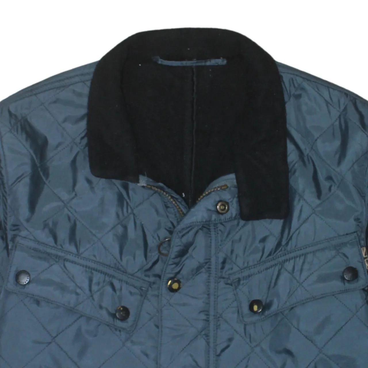 Barbour Blue Quilted Jacket Men's Small Cord Collar Snap Pockets Embroidered Logo Outerwear sold by Vintage Club product image thumbnail 3