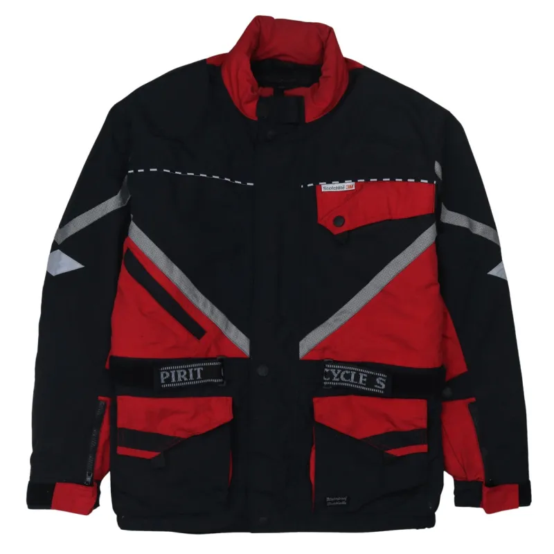 Cycle Spirit Black Red Jacket Men's Large Waterproof Reflective Pockets Motorcycle Outerwear sold by Vintage Club