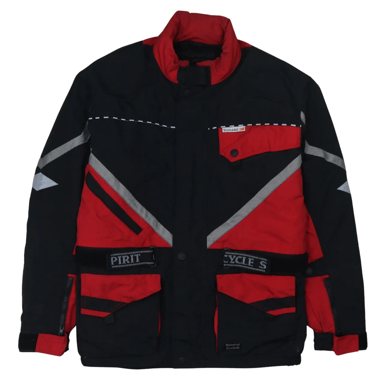 Cycle Spirit Black Red Jacket Men's Large Waterproof Reflective Pockets Motorcycle Outerwear sold by Vintage Club