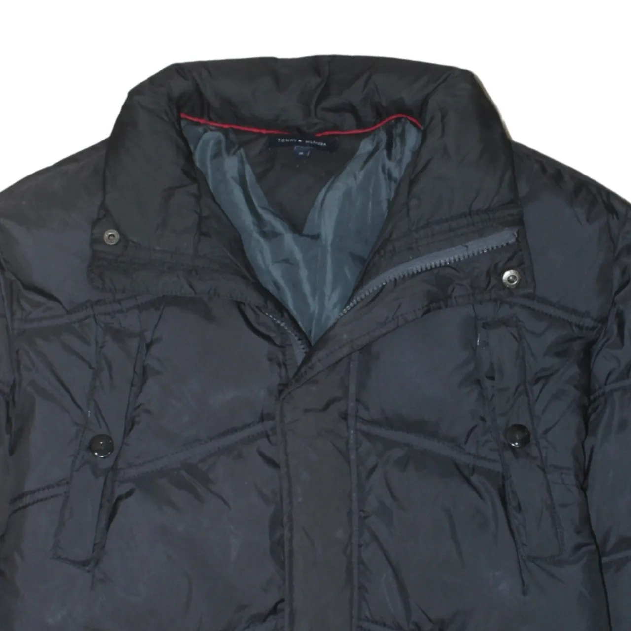 Tommy Hilfiger Black Puffer Jacket Men's Small Zip Pockets Quilted Winter Coat sold by Vintage Club product image thumbnail 3