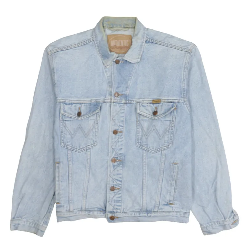 Wrangler Light Blue Denim Jacket Men's Large Button Front Branded Pockets Truckers sold by Vintage Club