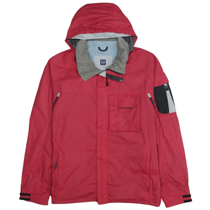 Gap Red Hooded Jacket Men’s Medium Zip Pockets Nylon Shell Outdoor Windbreaker sold by Vintage Club