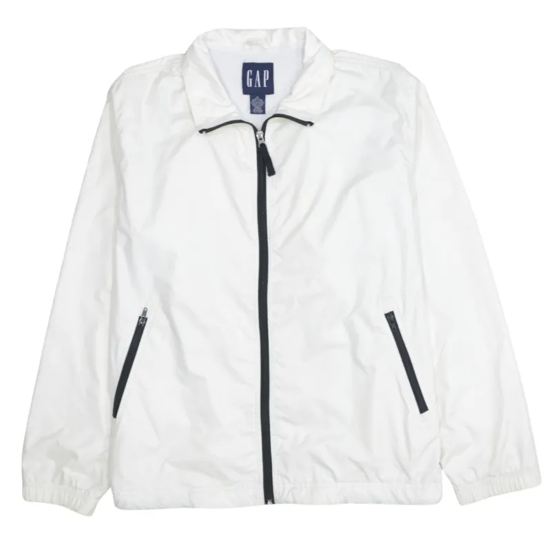 Gap White Windbreaker Jacket Men's Medium Zip Pockets Contrast Zip Lightweight Outerwear made by GAP